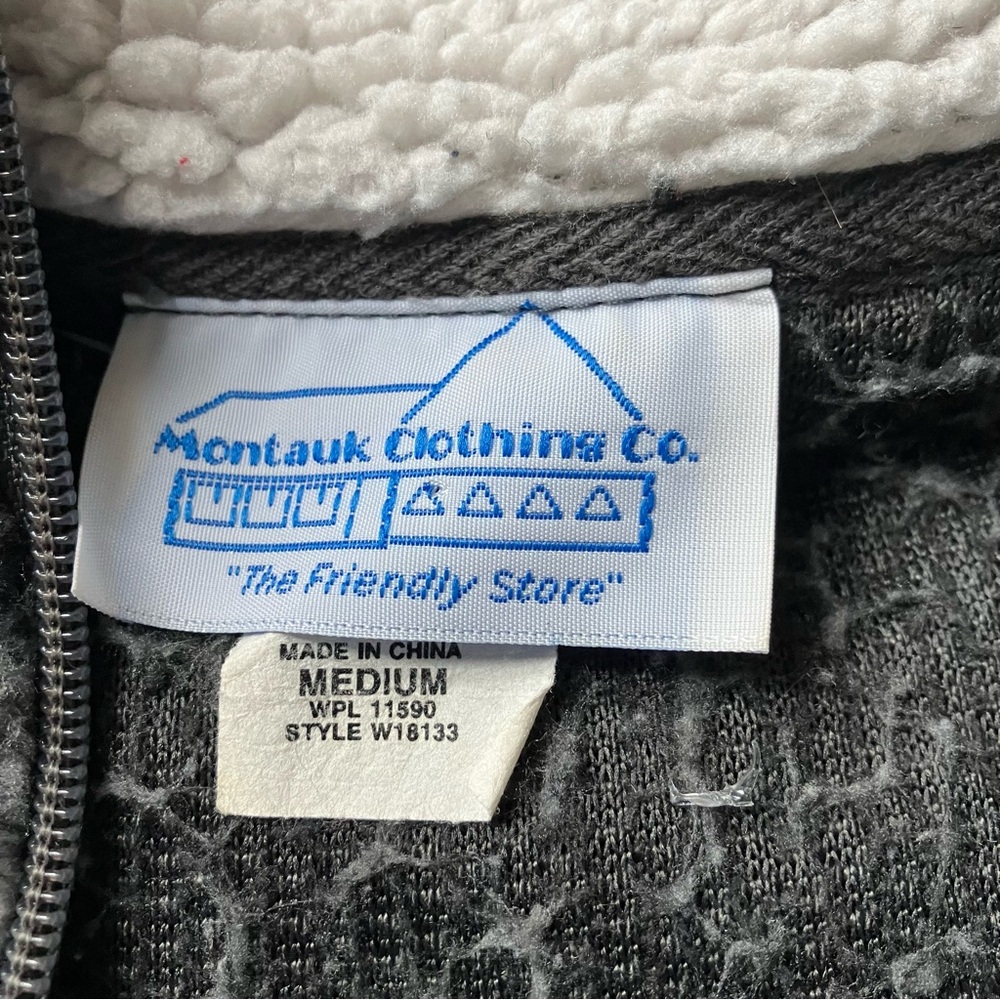 Montauk Clothing Co. Black & White Montauk Sherpa Quarter Zip Pullover Medium - Picture 7 of 8